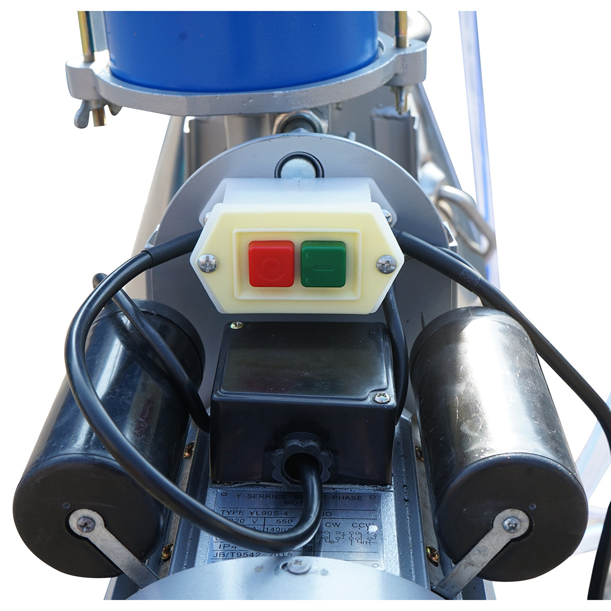 Single post milking machine for cows 550W, 220V stainless steel tank 25L, milking group with 2 liners, vacuum pressure 45-50 kPa, pulsations 60-80 cpm