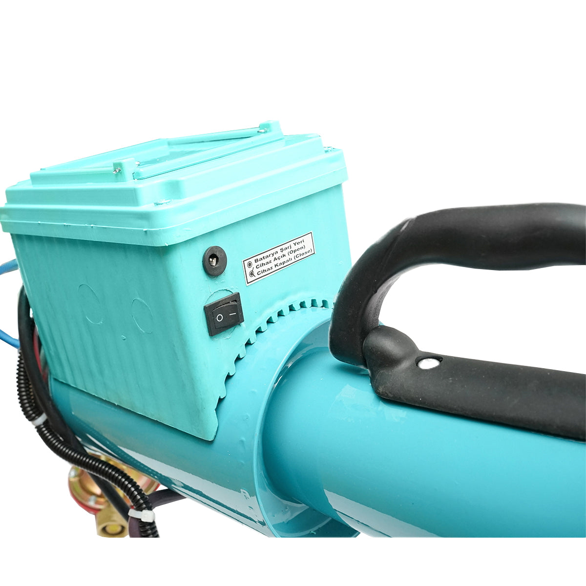 Electric bat on battery with 220V socket charger, gas explosion to scare birds Breckner Germany