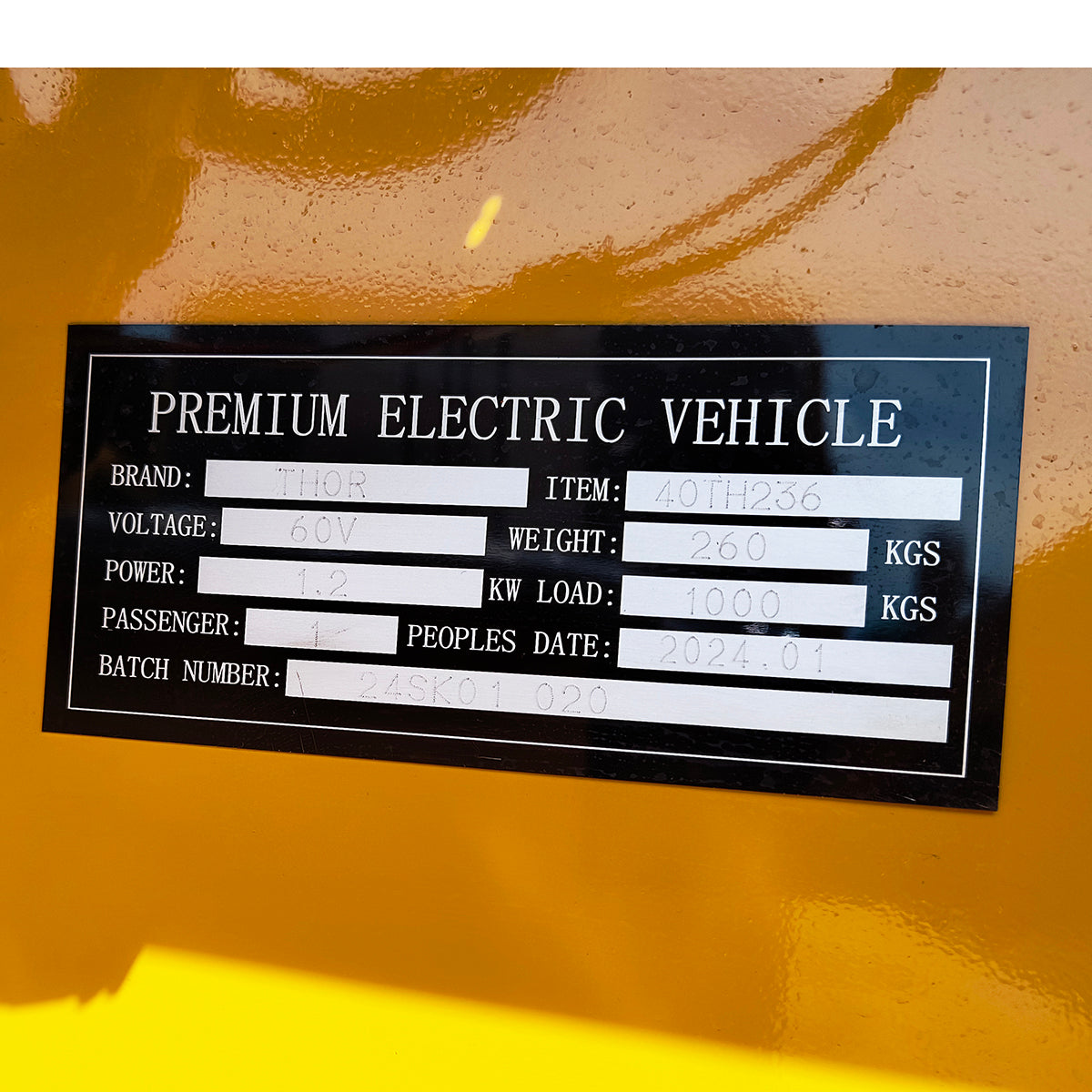 Electric platform cart with bench for transporting goods 1200W, 60V, 3x1.25m maximum load 1000Kg THOR