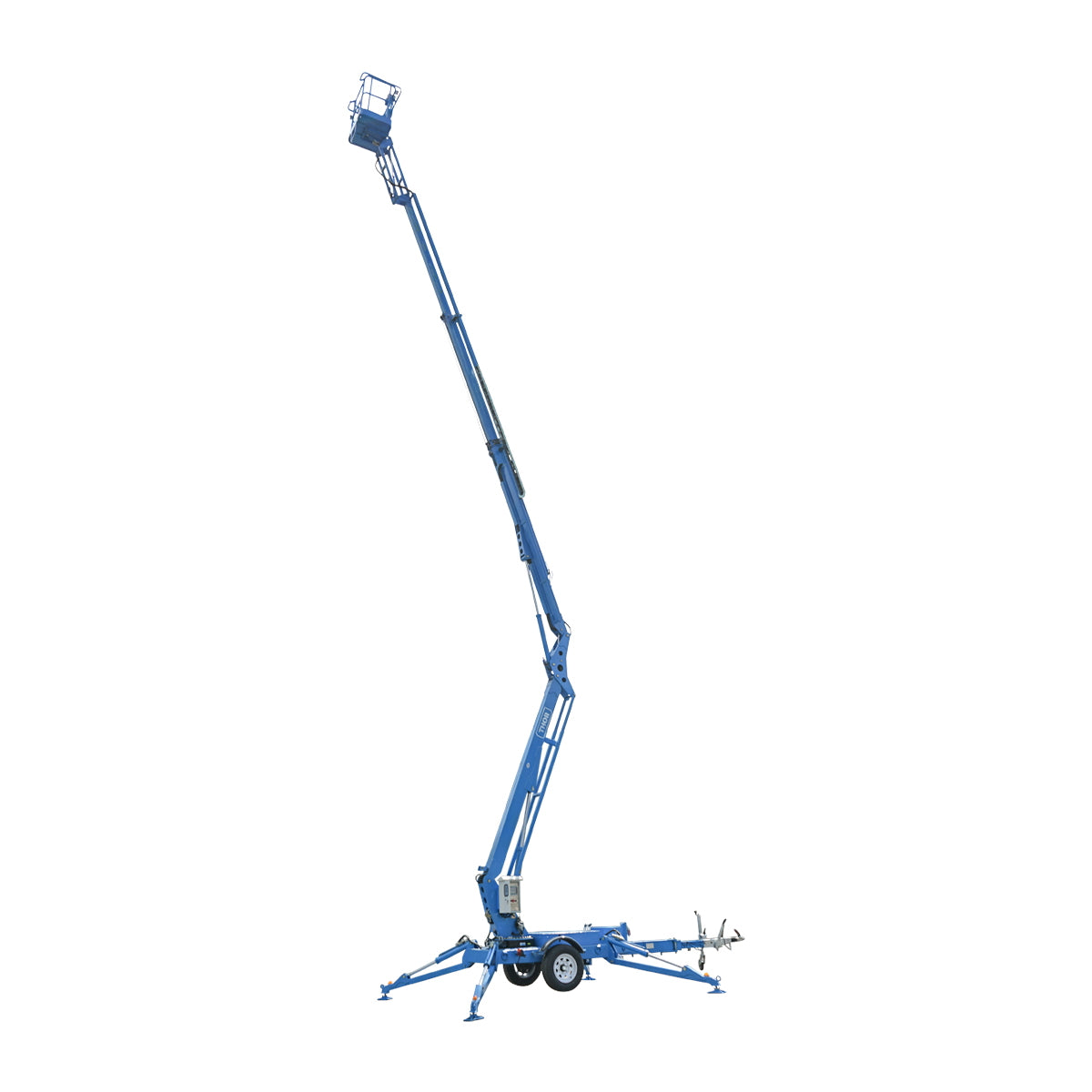 Trailer-mounted platform/scaffold for working at height 16m, 200Kg with remote control gasoline engine