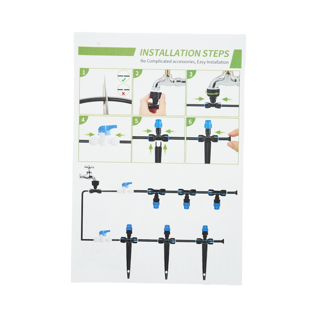 Complete drip irrigation kit with 19m hose, nozzles, taps, fixing rods, 37 pieces