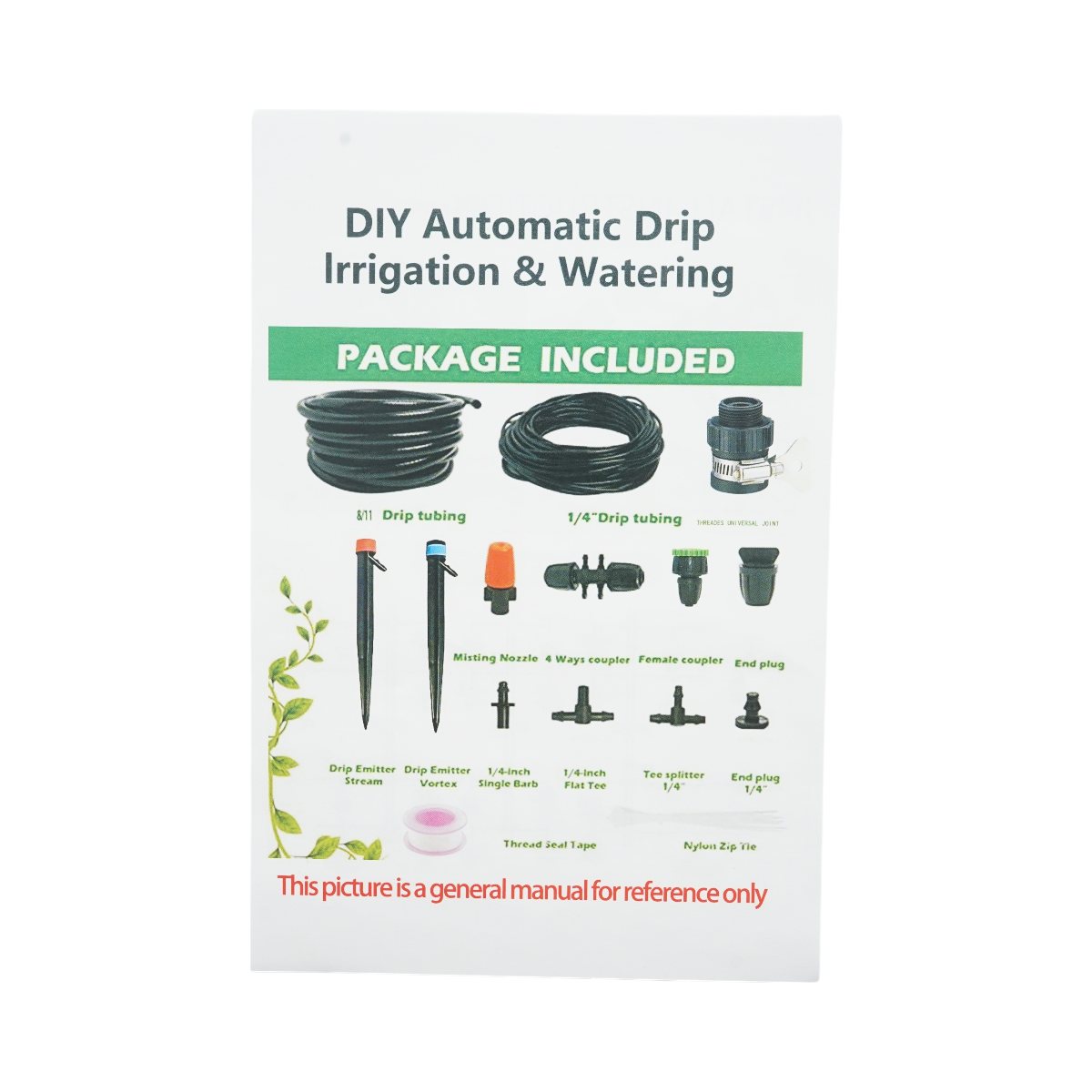 Complete irrigation kit for drip and spray with 2 hoses 8m/62m, nozzles, micro-sprayers, connectors 145 pieces