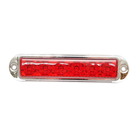 Side marker LED lamp 12-24V, red 155x37mm, chrome frame Breckner Germany