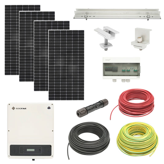 3KW single-phase photovoltaic solar system, ON-GRID prosumer with 8 LONGI 450W photovoltaic panels mounted on a metal roof.