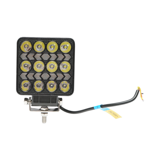 Square LED projector with DRL 9-80V, 36W, white-yellow, aluminum housing IP67 Breckner Germany