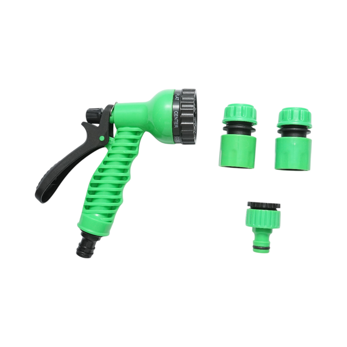 Adjustable spray gun set with 7 modes, 2 connectors 1/2, 1/2-3/4 adapter for garden hose