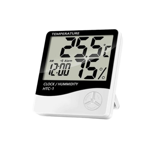 Digital thermometer with hygrometer and clock