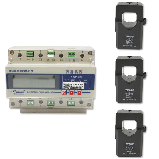 Smart relay kit three-phase meter 3x400-690V/50Hz, 6400imp/Kwh with digital fuse 200A/5A 35 mm