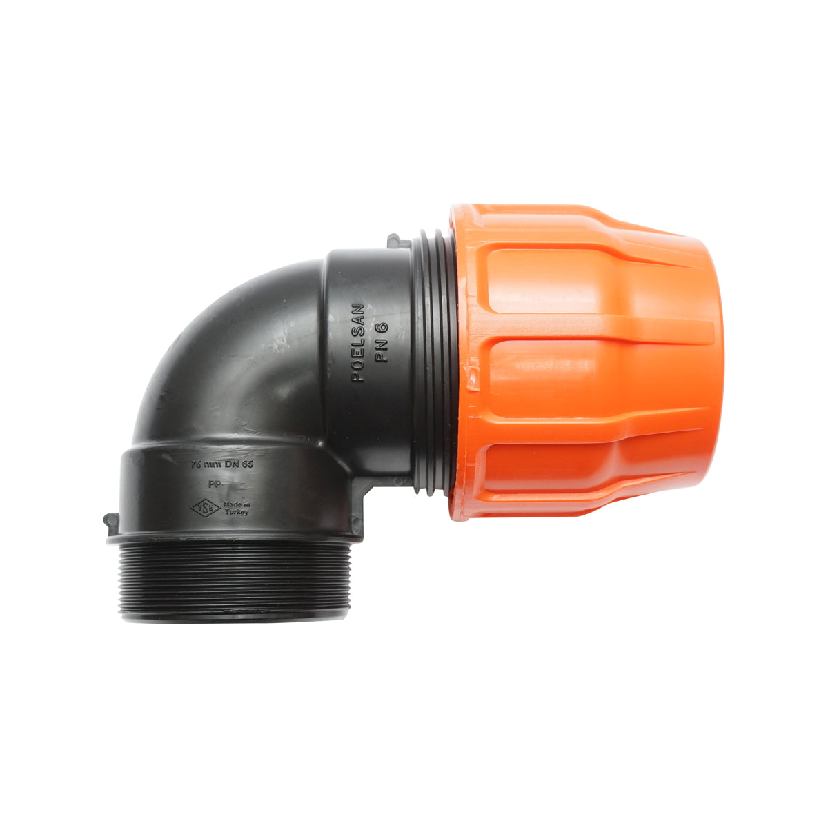 Cot Layflat with Dutch D75x75mm with internal thread, PN6 Poelsan