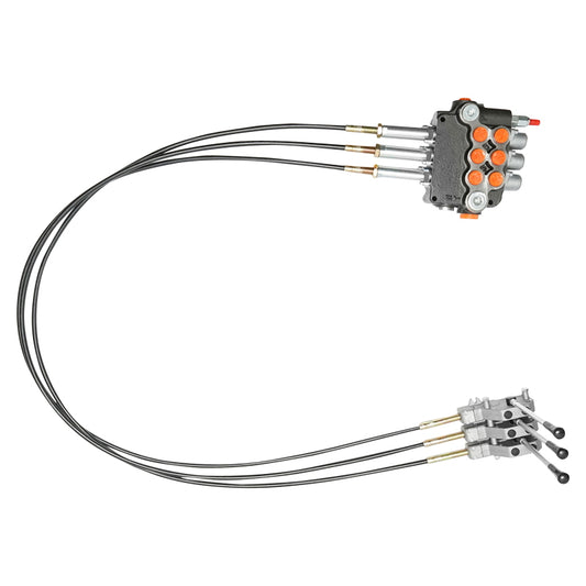 Hydraulic distributor with 3 levers, cable length 2.5m, pressure 250 bar, flow rate 80L/min Breckner Germany