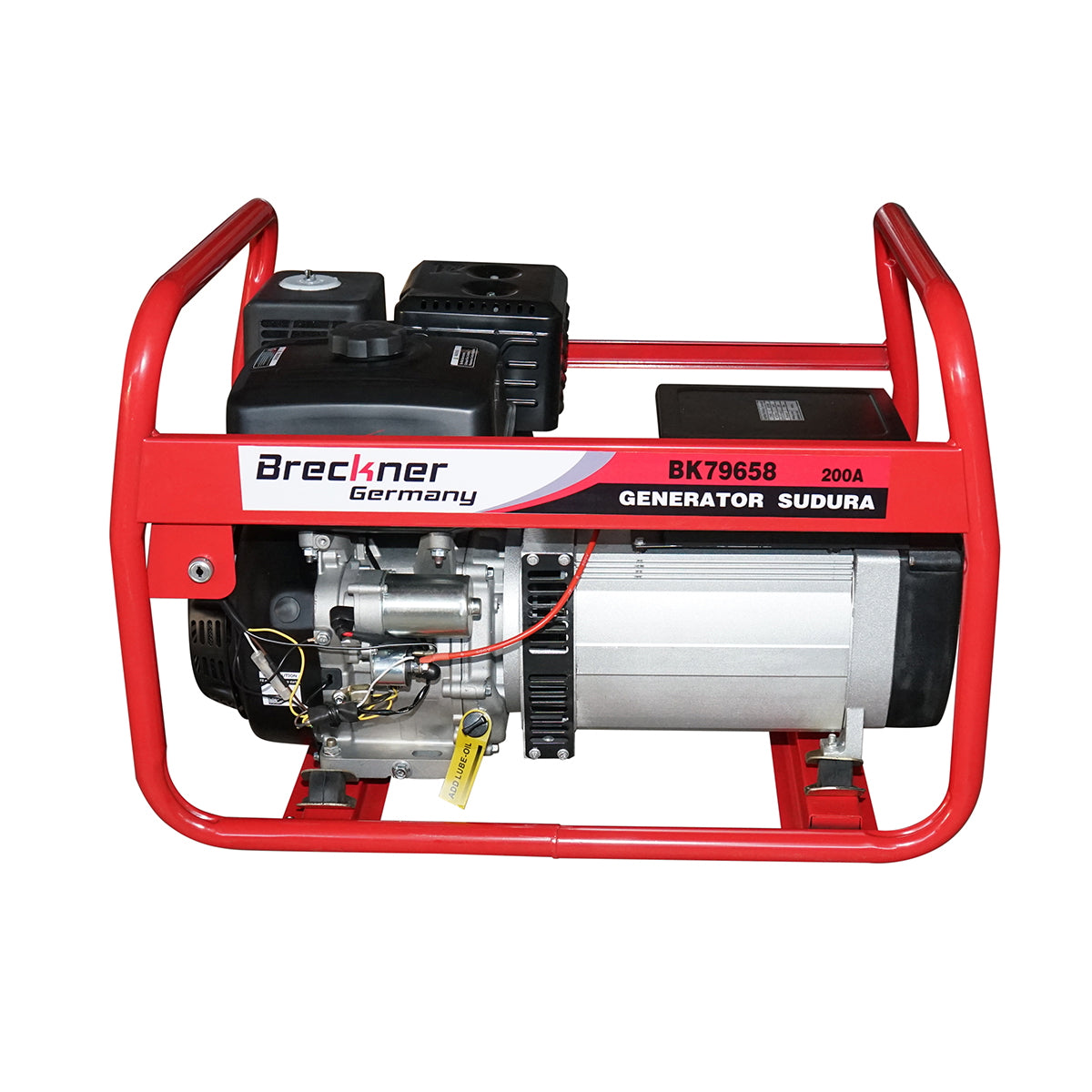 Electric generator and welding machine 200A, 5KW/220V with 15 HP gasoline engine, key start Breckner Germany