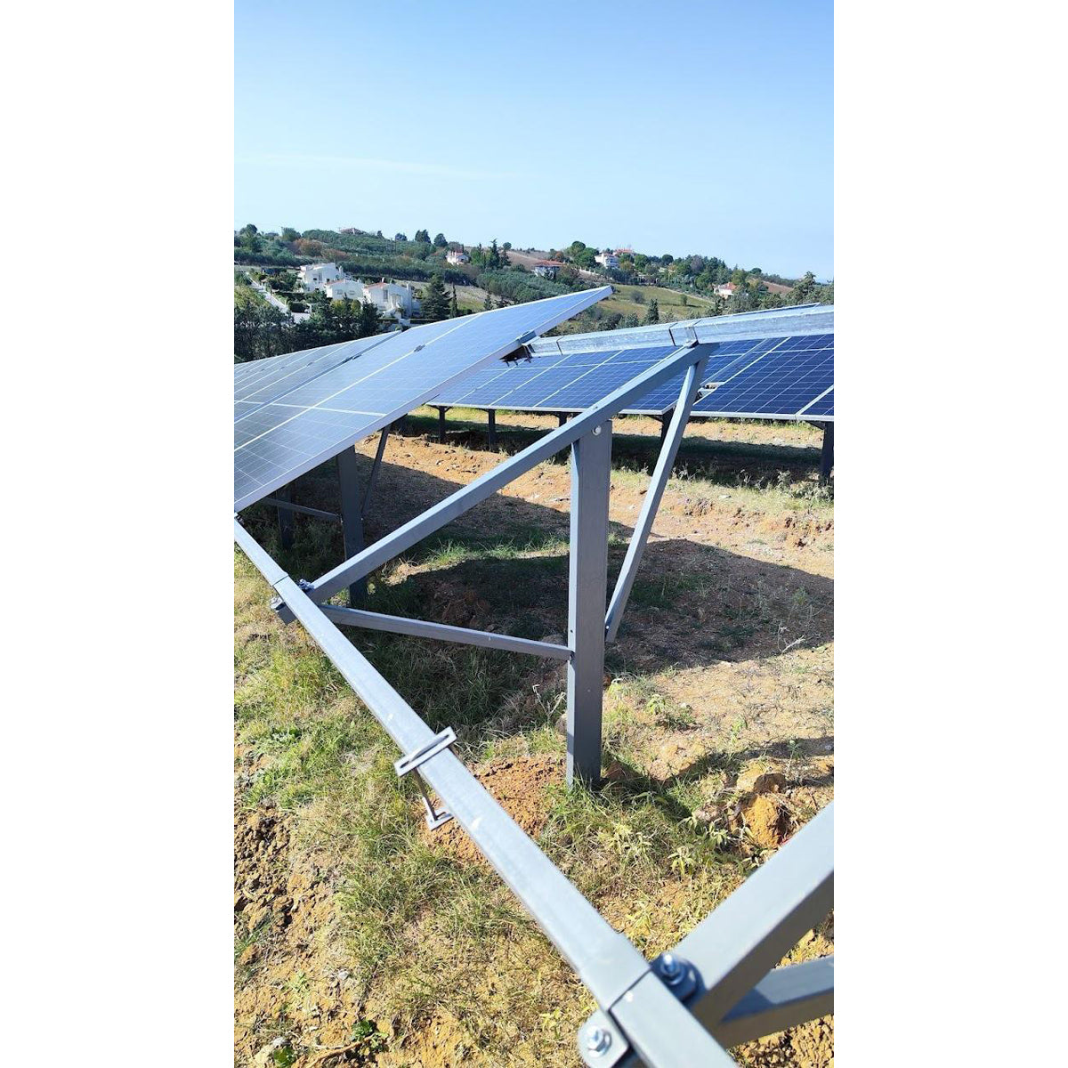 Complete mounting system, structure on compacted soil for 20PV 11 KW photovoltaic solar panels 550-575W