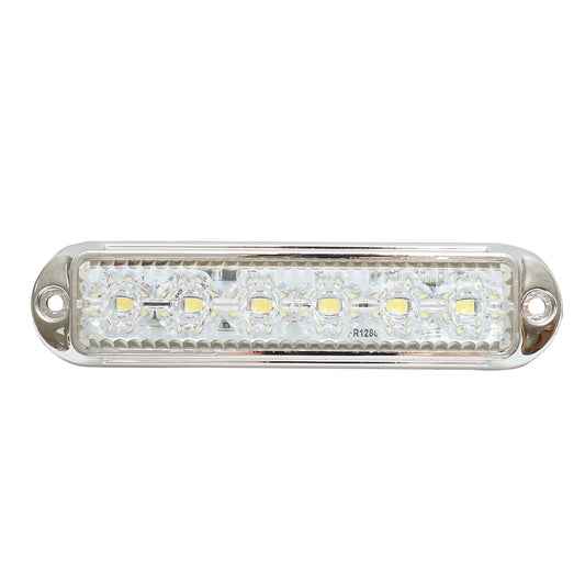 Side marker lamp LED 12-24V, white 4 functions 155x37mm, chrome frame Breckner Germany