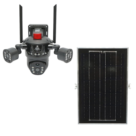 3MP surveillance camera, WIFI 4G rotating with 5W solar panel, PTZ, 1080P, motion sensor, night vision, V380 Pro app