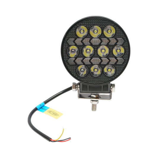 Round LED projector with DRL 9-80V, 36W, white-yellow, aluminum housing IP67 Breckner Germany