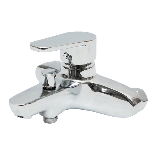 Bathroom faucet for bathtub/shower, wall-mounted, single control, shiny chrome