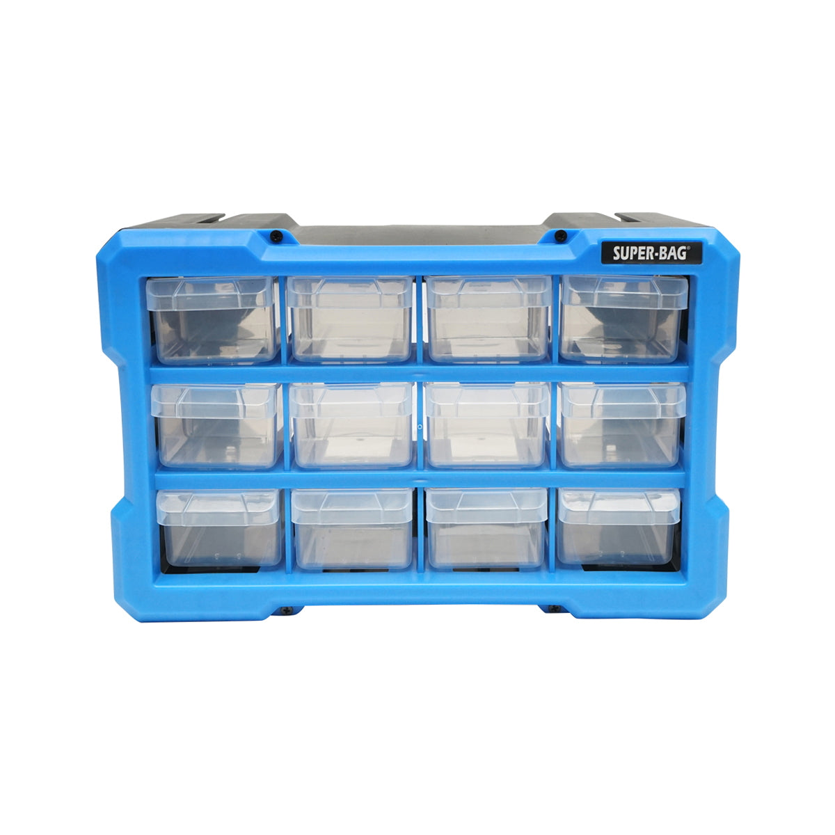Modular blue plastic storage box, 12 drawers 158x266x170mm Breckner Germany
