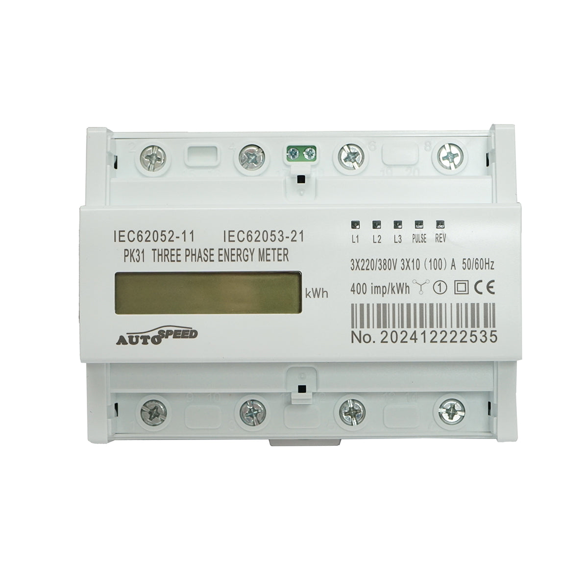 Meter, three-phase digital smart meter 380 VAC, 3x100A, DIN rail 7 modules MF0028-02816