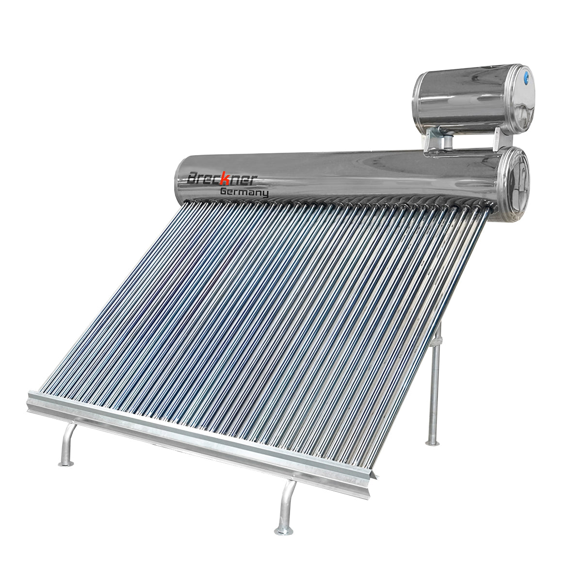 Unpressurized stainless steel solar panel with 36 tubes for hot water, 260L boiler, 2390x2200x1820mm Breckner Germany