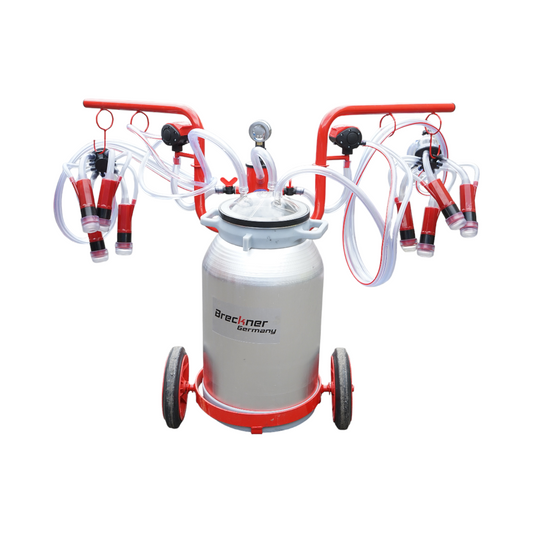 Milking machine for cows with 2 positions, 40L aluminum tank with vacuum frame (Breckner Germany)