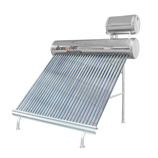 Unpressurized stainless steel solar panel with 30 tubes for hot water, 210L boiler, 2020x2200x1820mm Breckner Germany