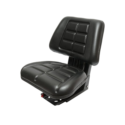 Universal black seat with triple adjustment and shock absorber for tractor U-445