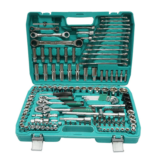 Hexagonal socket wrench set, long socket wrenches, ratchet ring wrenches, bits, hex keys 151 pieces Breckner Germany