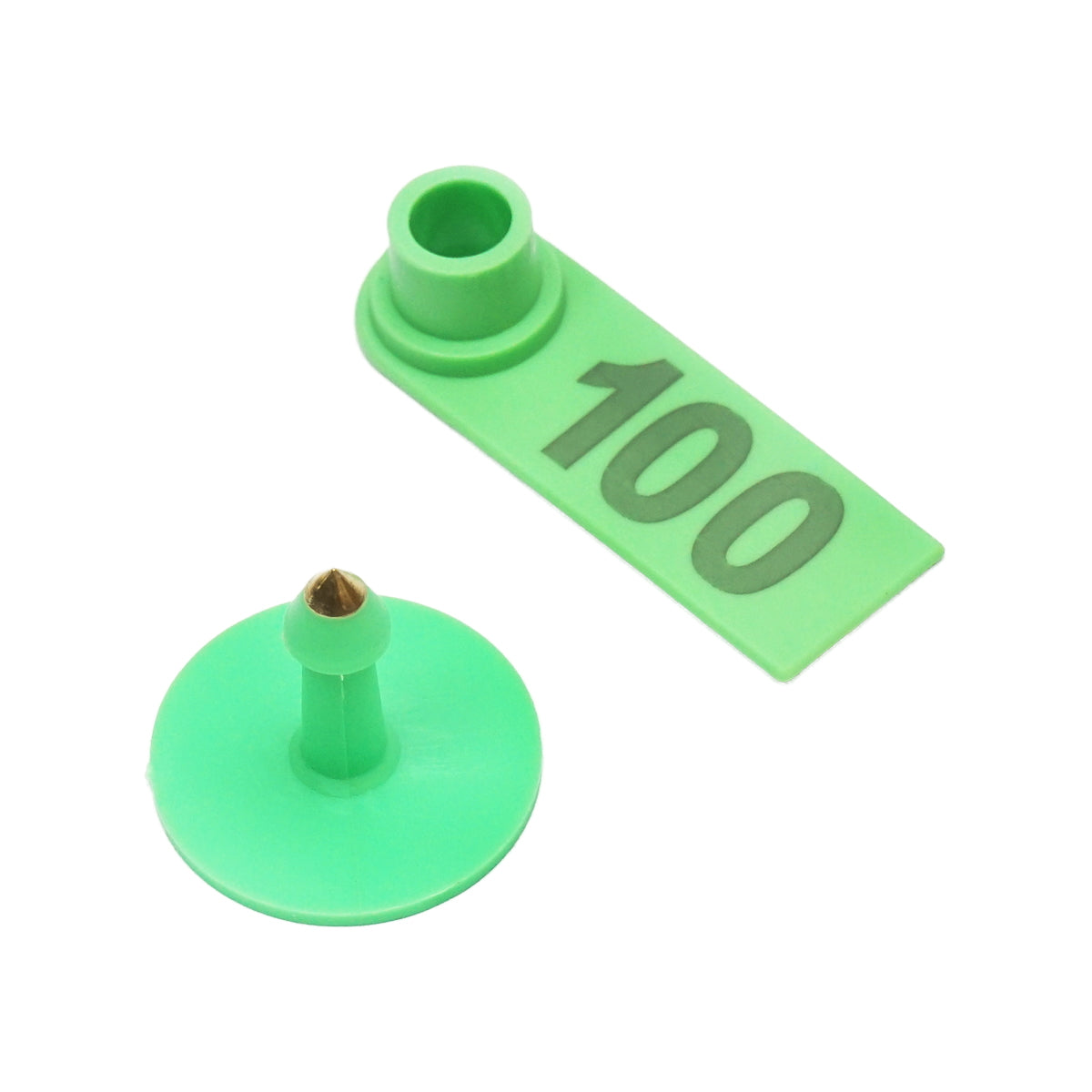 Set of 100 numbered green tags 001-100 for goats, sheep Breckner Germany