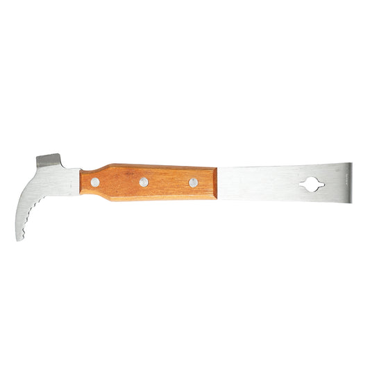 Stainless steel bee scraper with wooden handle and L-shaped ladder 260mm