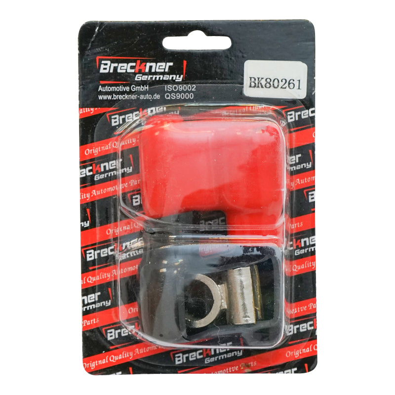 Battery terminal set with HD++ clamp, red and black rubber protection, Breckner Germany