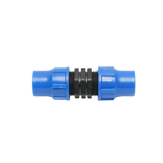 Equal D20x20mm drip tubing connector for irrigation systems.