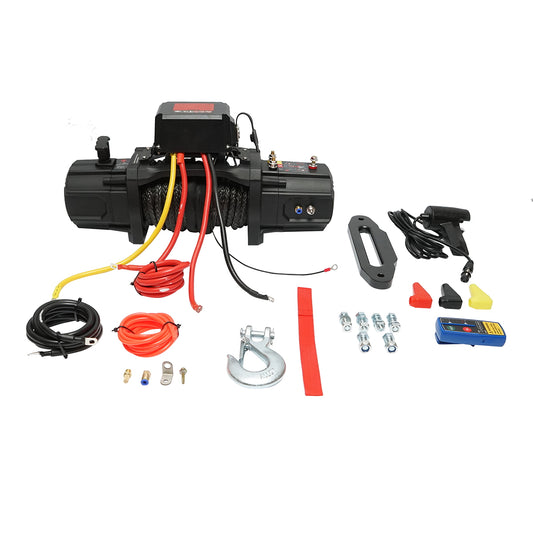 Electric winch with remote control 12V, 6.1T (13500lbs) 6.5HP, synthetic cable 9x24m, 400A Breckner Germany solenoid