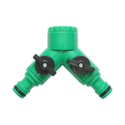 Distributor Y 2 horses with taps, quick connector for garden hose 1/2-3/4