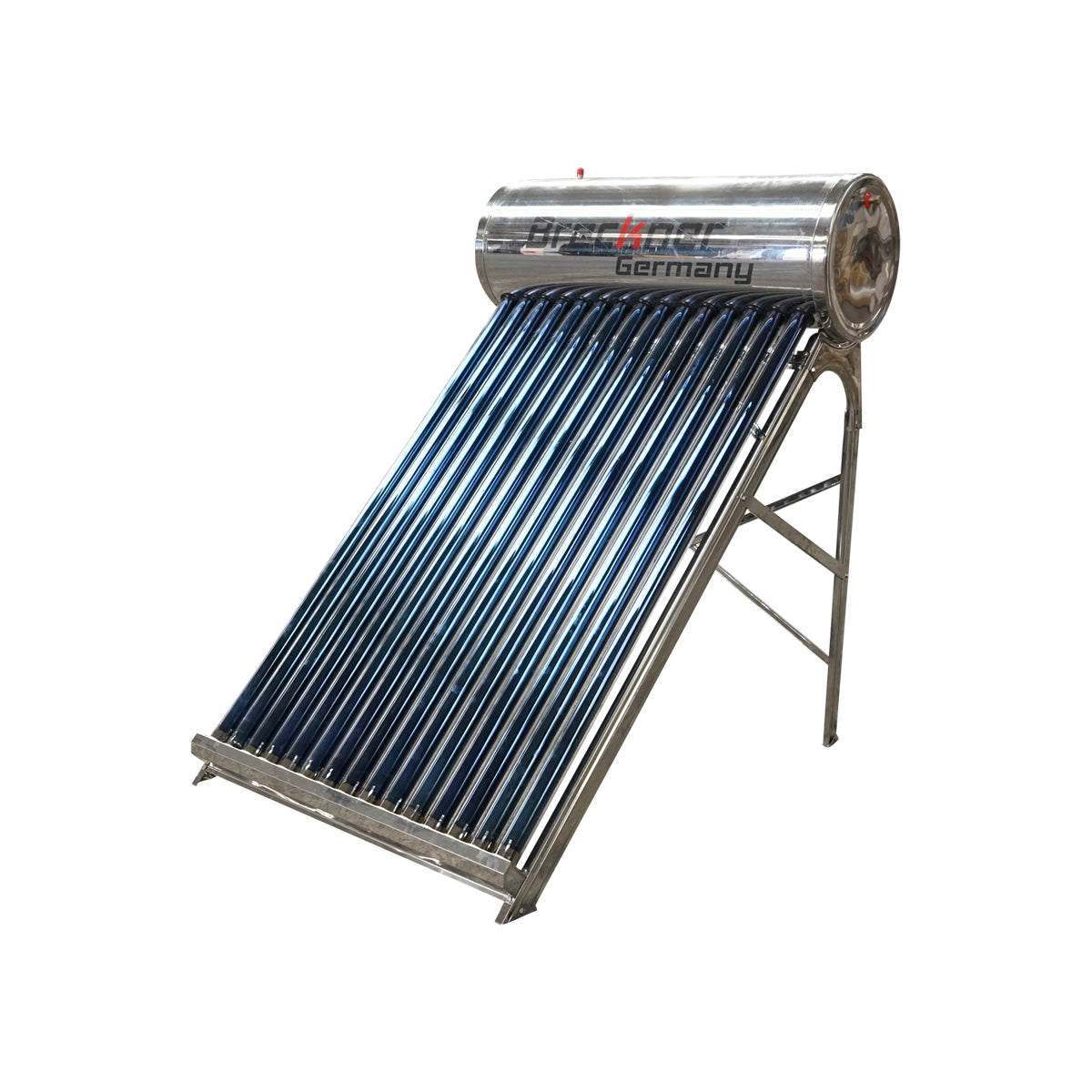 Unpressurized stainless steel solar panel with 15 tubes for hot water, 150L boiler, 1450x490x490mm Breckner Germany