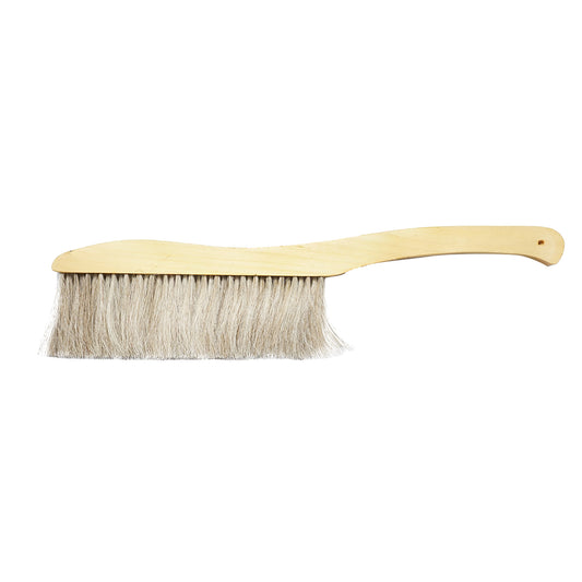 Triple row beekeeping brush made of horsetail with a wooden handle and rounded tip 400x100x15mm