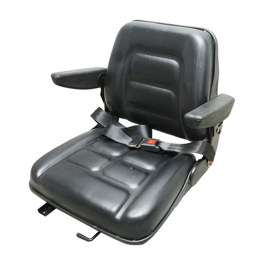 Universal chair with seat belt and armrests for agricultural or industrial machines, forklift