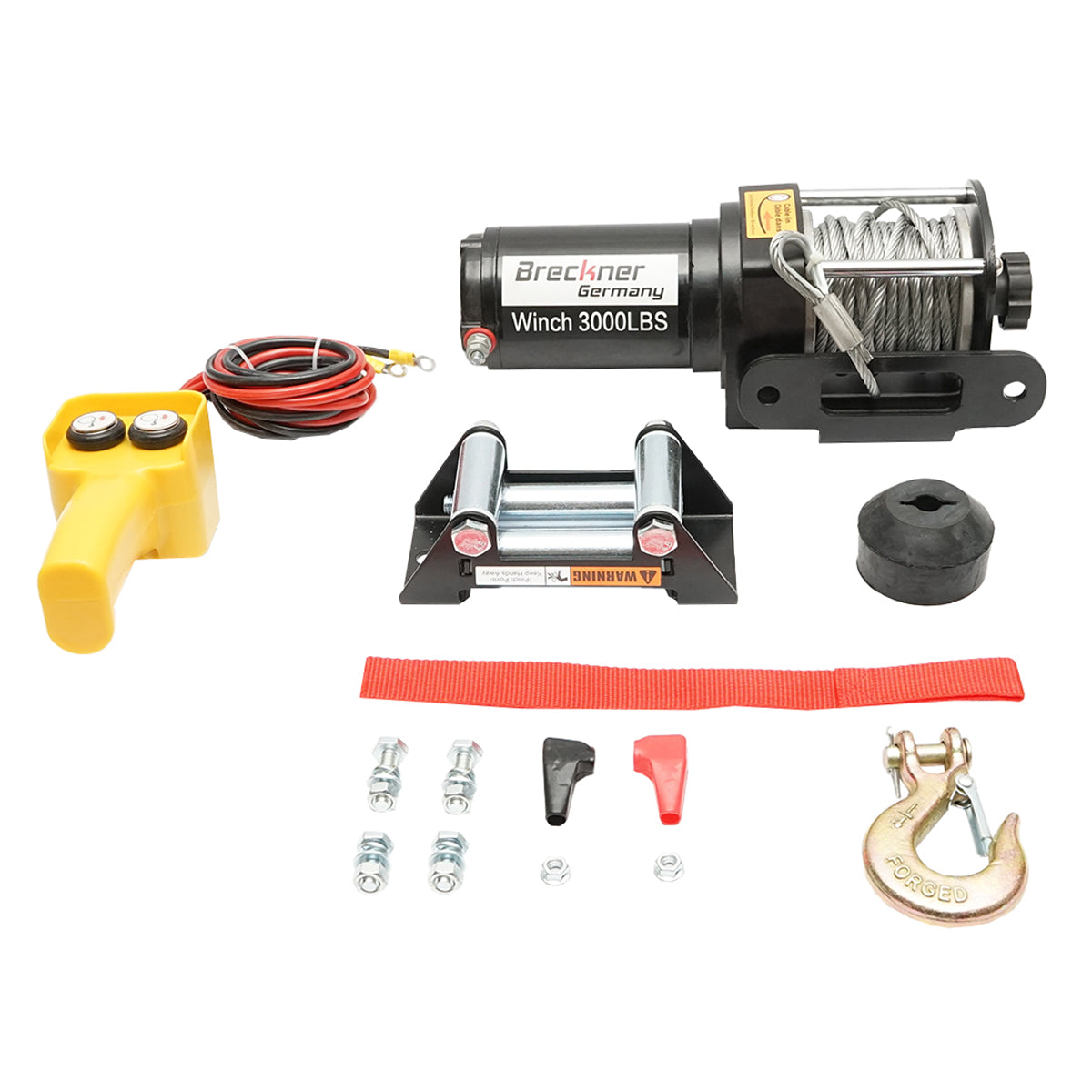 12V electric winch with remote control, 1.6T (3000lbs) cable length 9.2m