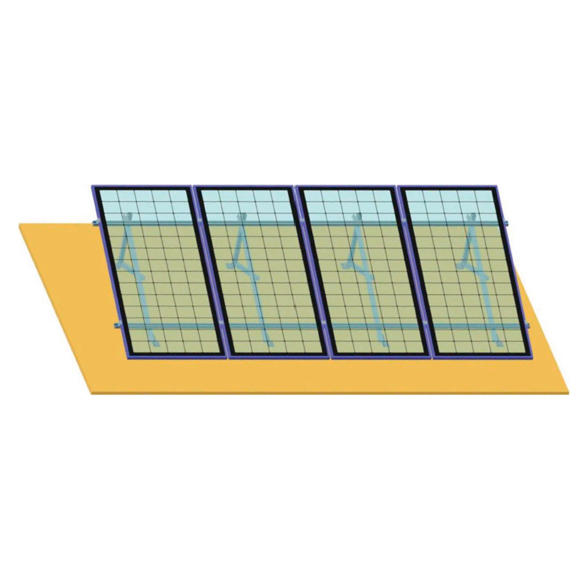 Complete mounting system, concrete structure for 4 photovoltaic solar panels at a 20-degree angle Breckner Germany