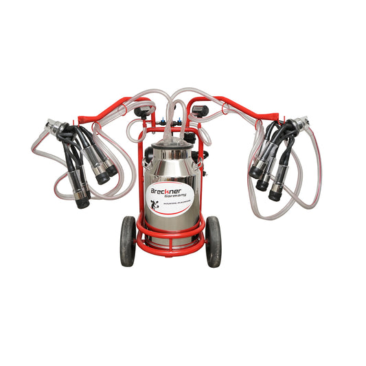 Milking machine for cows with a 160cc collector group, galvanized chassis, 40L stainless steel tank, 2 stations Breckner Germany