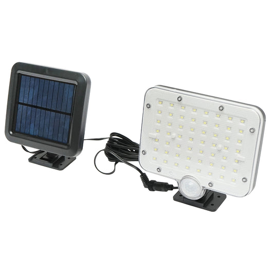 LED solar lamp 250lm with 1W/5.5V solar panel, 3.7V/1.5 Ah battery, remote control, 5m cable and motion sensor IP44 Breckner Germany