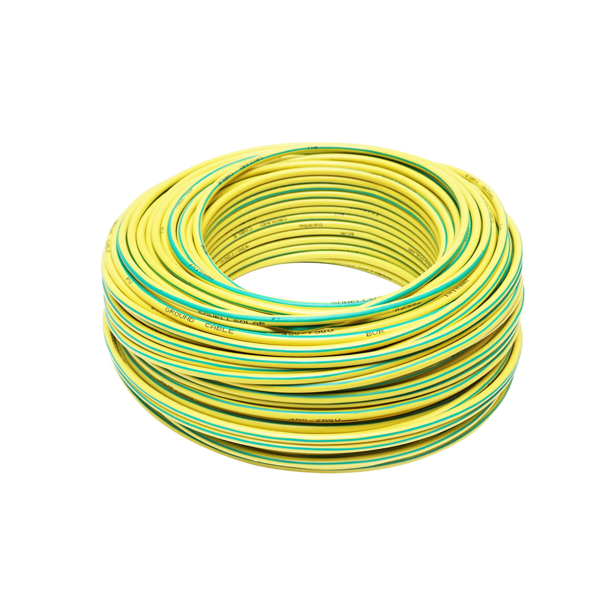 Grounding cable made of copper, 100m for solar panels MYF 1x10mm, 450/750V green yellow