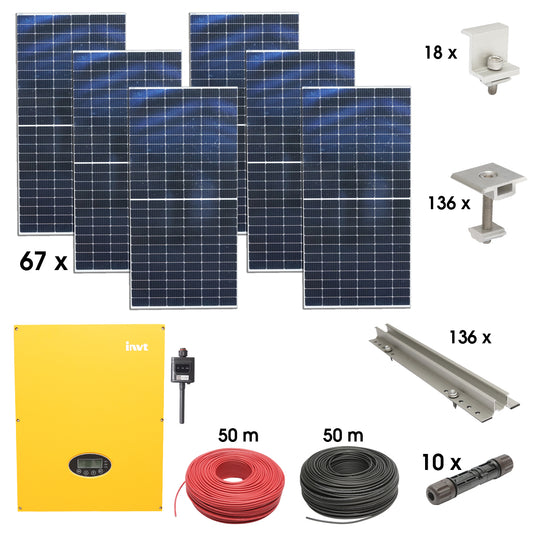 30KW ON-GRID three-phase photovoltaic solar system kit with 67x450W panels, prosumer WIFI with mounting system for Breckner Germany sandwich panels.