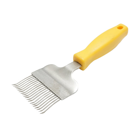 Bee fork for uncapping with bent stainless steel teeth and plastic handle, 210mm