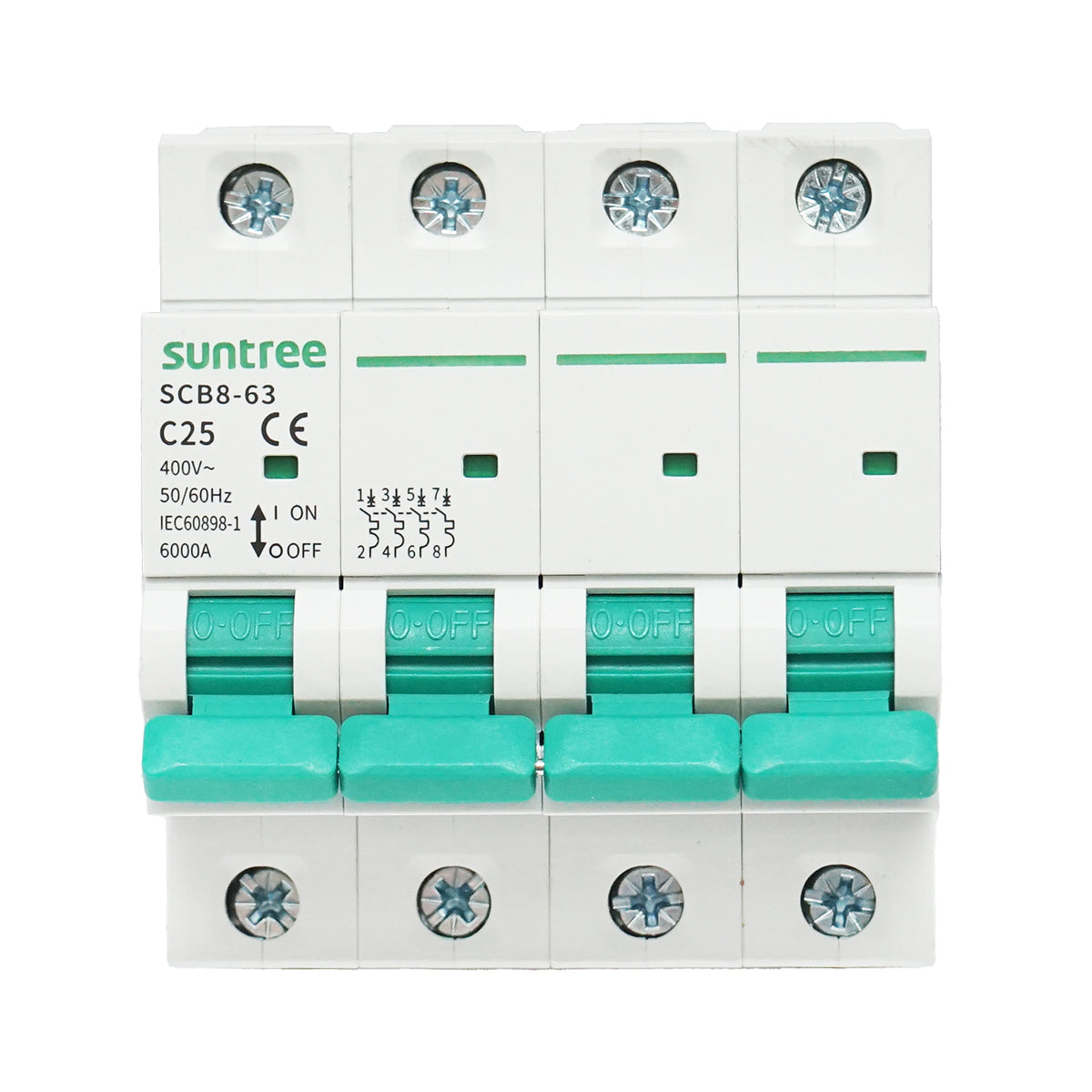 Automatic circuit breaker 4P-25A-400VAC, 6KA Suntree