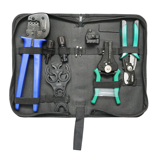 Set of 5 tools for crimping electric cables and MC4 connectors for photovoltaic panels