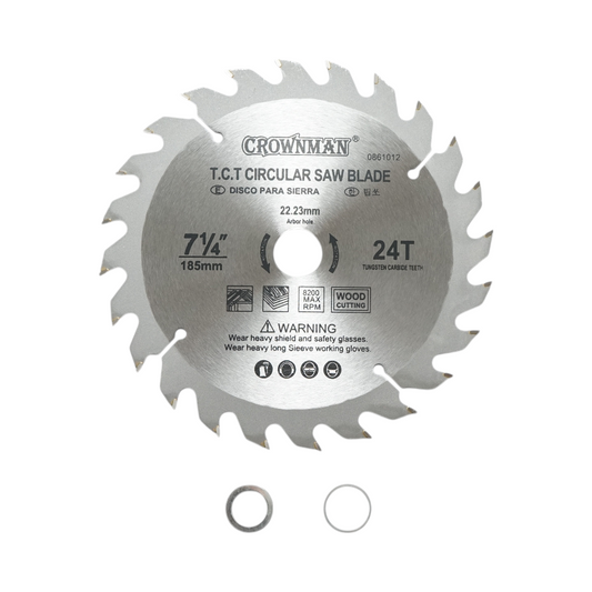 Wood saw blade disc 185x22.23mm, max speed 8200rpm, 24 teeth Crownman