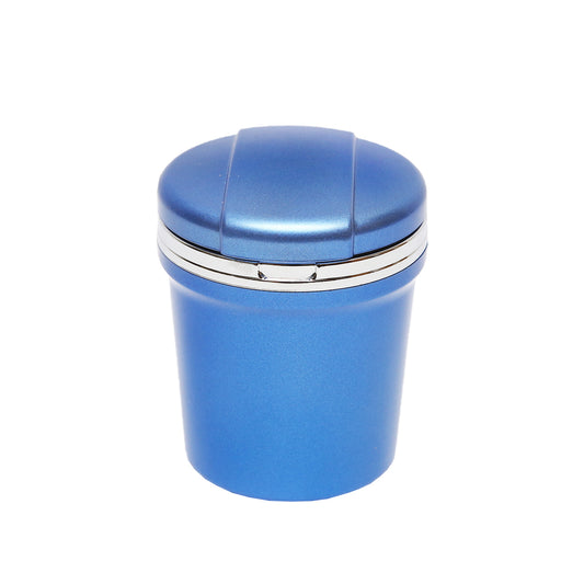 Universal blue-silver car ashtray with multicolored LED light