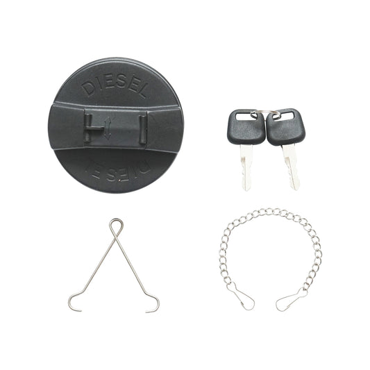 Reservoir cap with key for Case IH, Claas, Ford, John Deere, Massey Ferguson, Landini OEM 3786050M1 3786050M1, 4274363M1, 4280585M1, 4296020M1, 7700055371, 82011472, 84602136, 87731275, AL113087, AL78343, AL80633, F411201060080, 0011358050