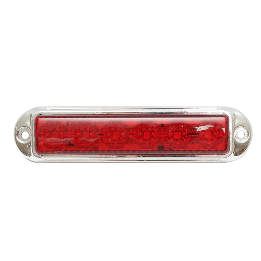 LED side marker lamp 12-24V, red 4 functions 155x37mm, chrome frame Breckner Germany