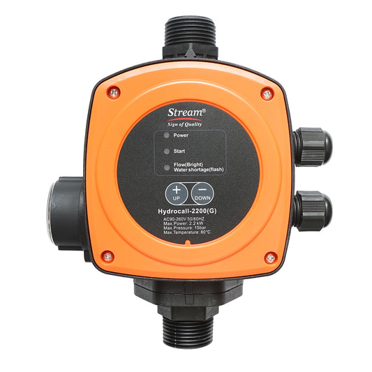 Automatic electronic pressure switch with manometer 2.2KW, 220V for water pump, manually adjustable pressure up to 15 bar HYDROCALL-2200G